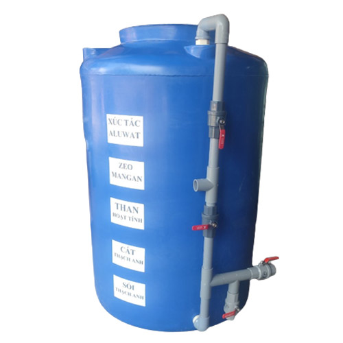 Bộ lọc nước tự chế từ bồn nhựa 500 lít lọc nước nhiễm phèn nặng
